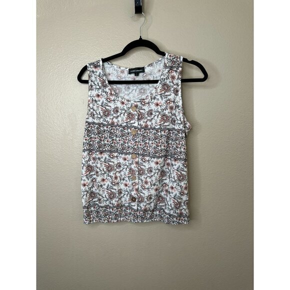 Modern Attraction Womens White Tank top‎ M floral polyester summer sleeveless - Picture 1 of 6